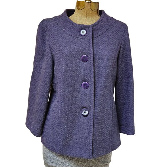 Pendleton Jacket Womens Size 12 Purple Wool Long Sleeve Button Front Blazer - Picture 1 of 9